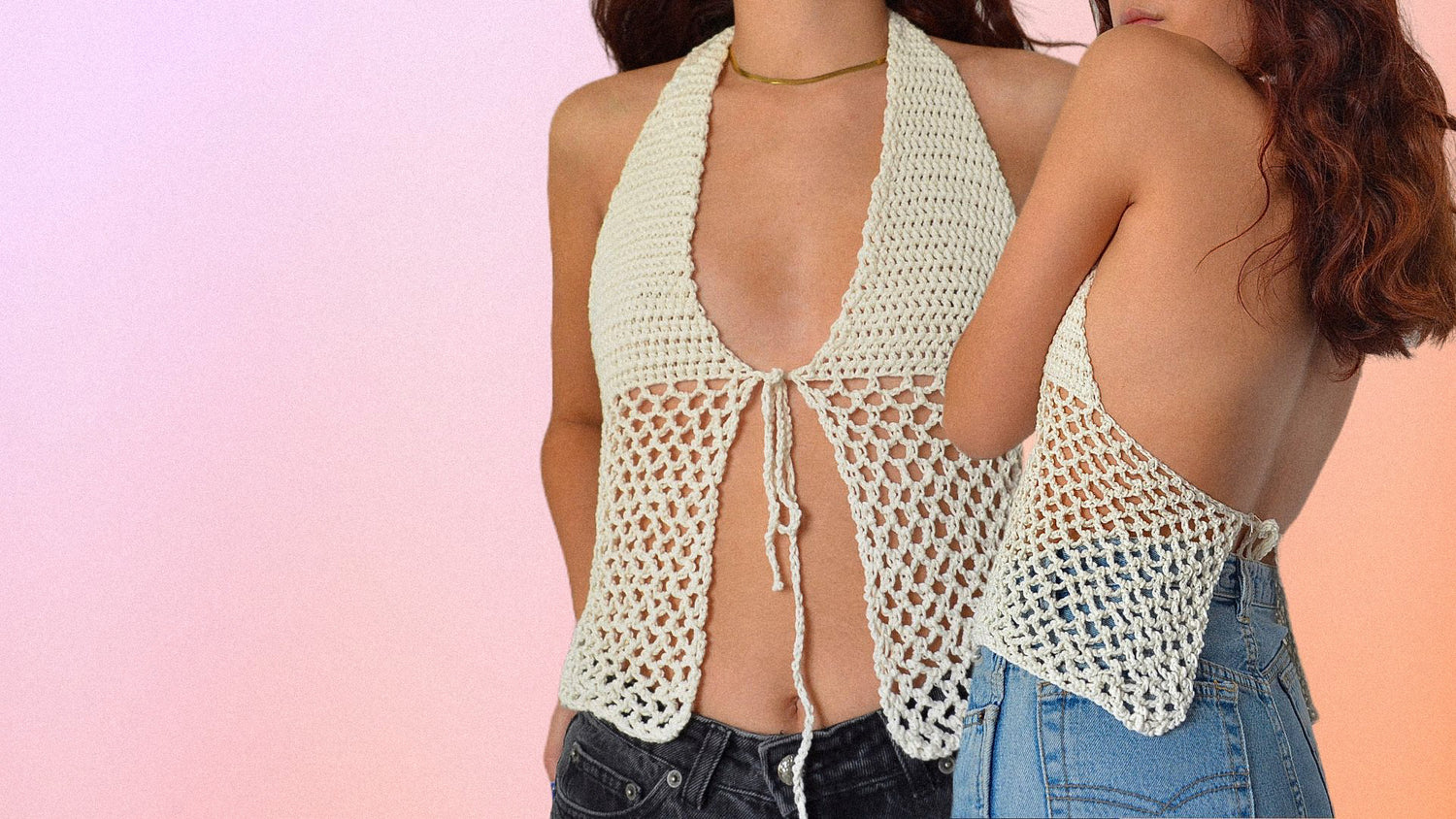 MagoMade's Newest Pattern Release Beachy Top - A Halter Neck Top With See-Through Mesh Panels